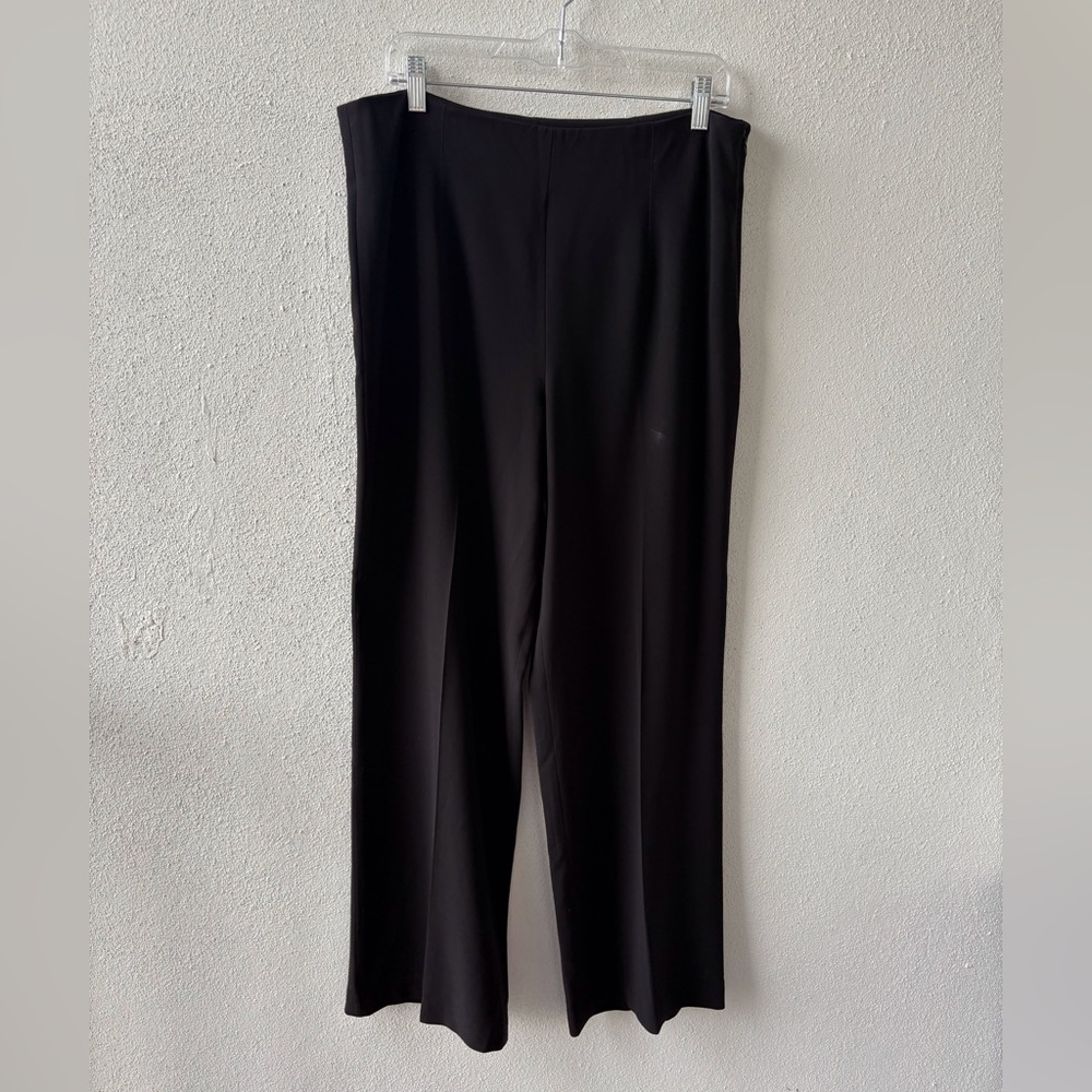 Talbots Black Size 14 High Waist Side Zip Wide Leg Crepe Fabric Trousers Classic